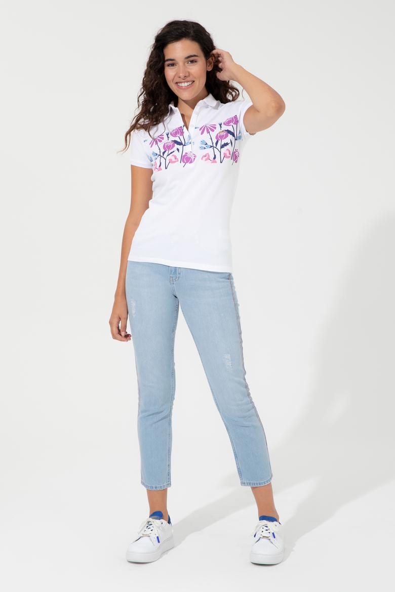 Kadın Manolya Polo Yaka Tişört - 50248995008