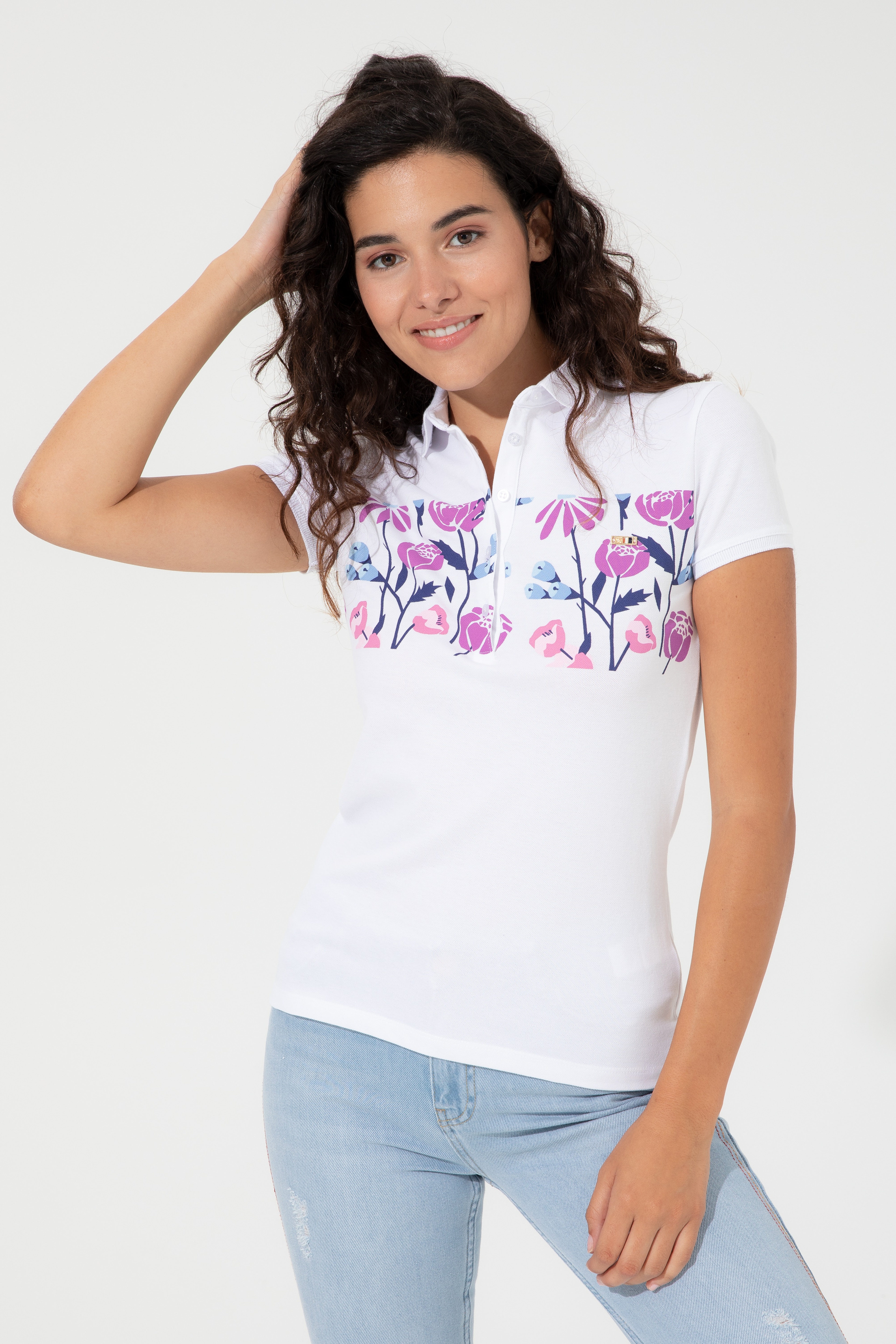 Kadın Manolya Polo Yaka Tişört - Image 3