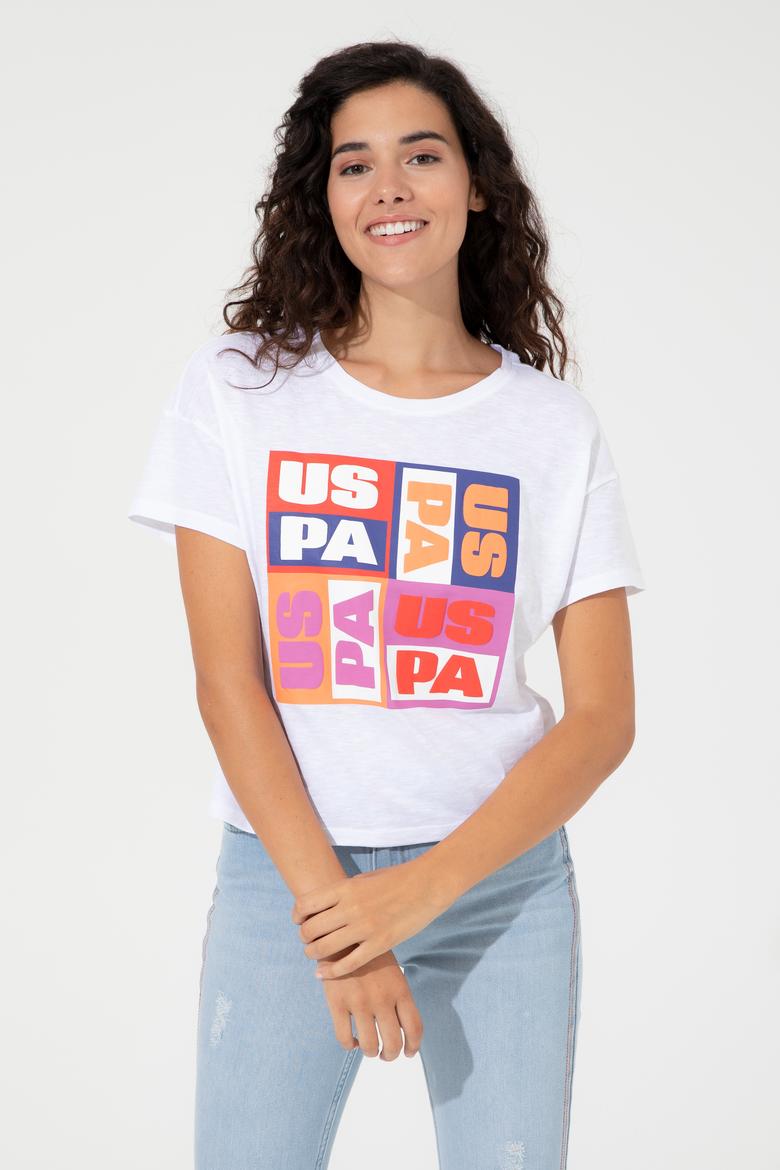 Kadın Mavi Bisiklet Yaka Crop Tişört - 50249005016