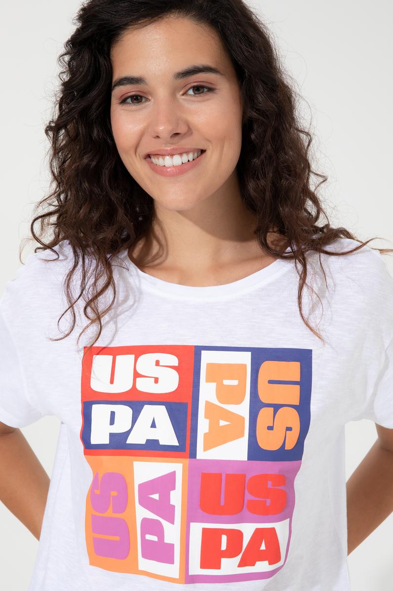 Kadın Mavi Bisiklet Yaka Crop Tişört