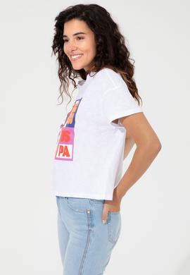 Kadın Mavi Bisiklet Yaka Crop Tişört - 50249005016