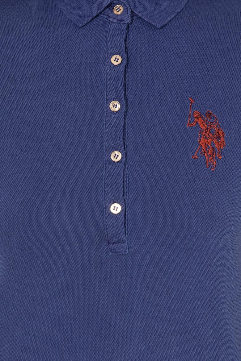 Kadın Mavi Polo Yaka Örme Elbise - 50249019040