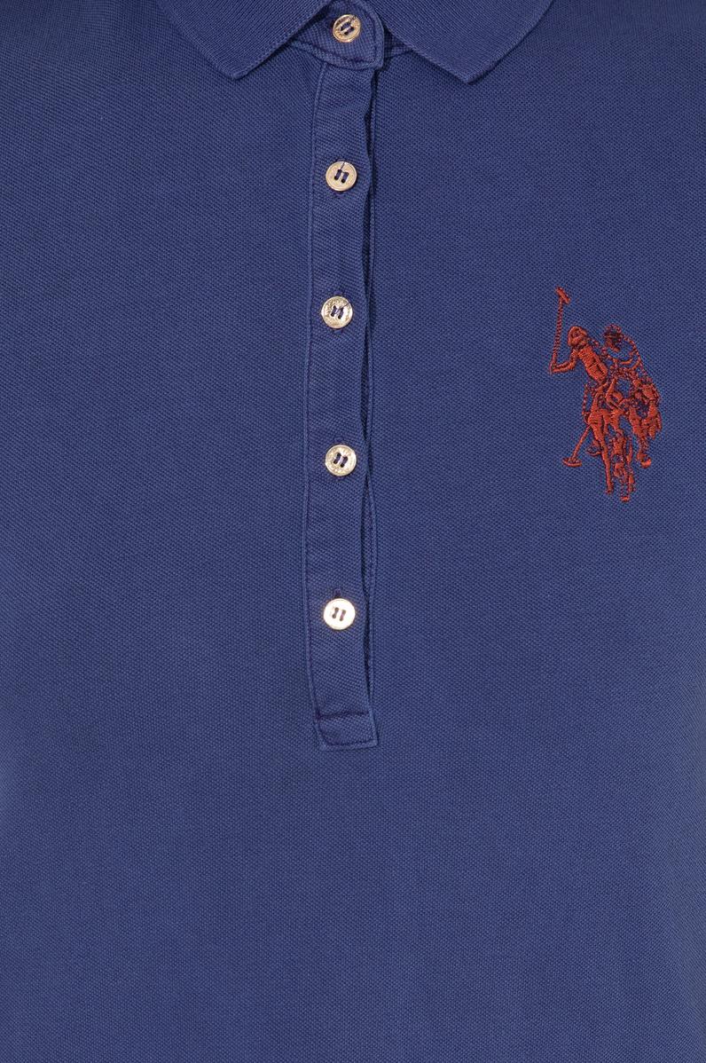 Kadın Mavi Polo Yaka Örme Elbise