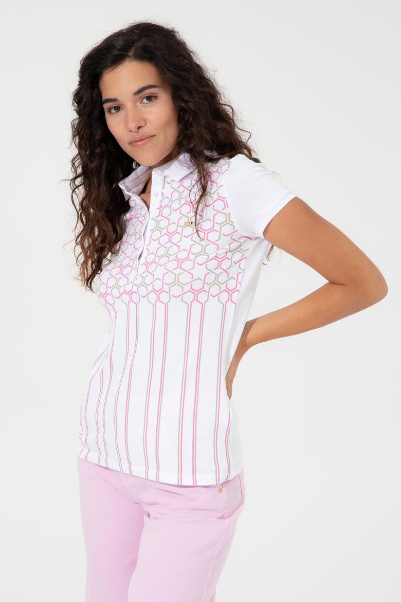 Kadın Pembe Polo Yaka Tişört - 50248985014