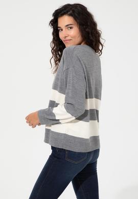 Kadın Gri Melanj Bisiklet Yaka Kazak - 50252218031