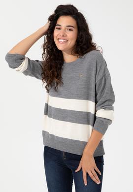 Kadın Gri Melanj Bisiklet Yaka Kazak - 50252218031