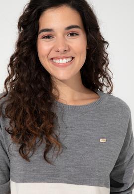 Kadın Gri Melanj Bisiklet Yaka Kazak - 50252218031