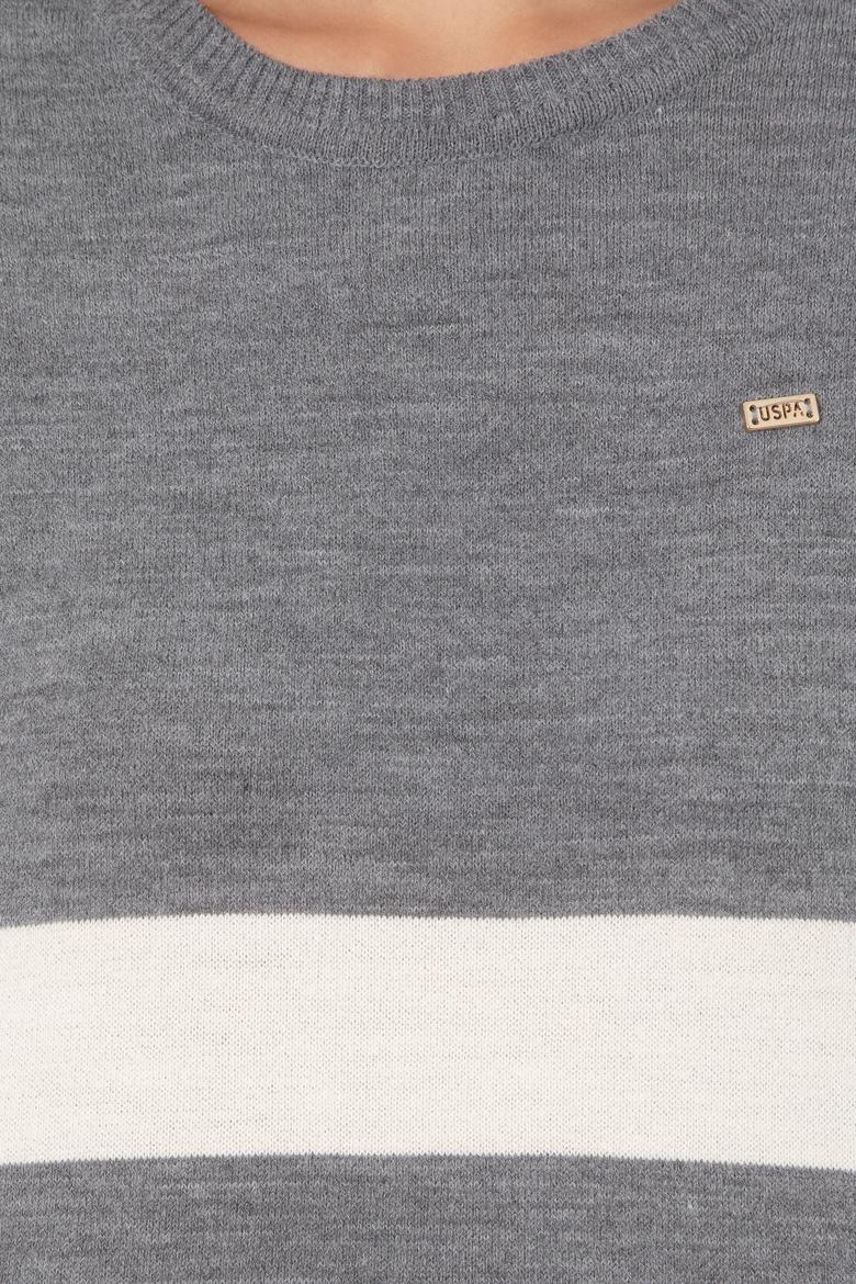 Kadın Gri Melanj Bisiklet Yaka Kazak - 50252218031