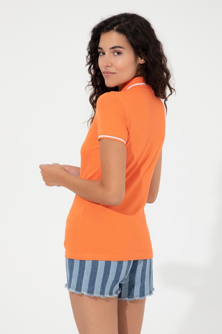 Kadın Turuncu Polo Yaka Tişört - 50248984033