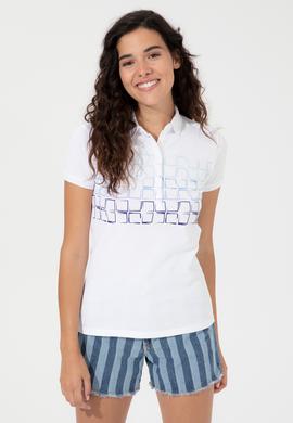 Kadın Mavi Polo Yaka Tişört - 50248987002