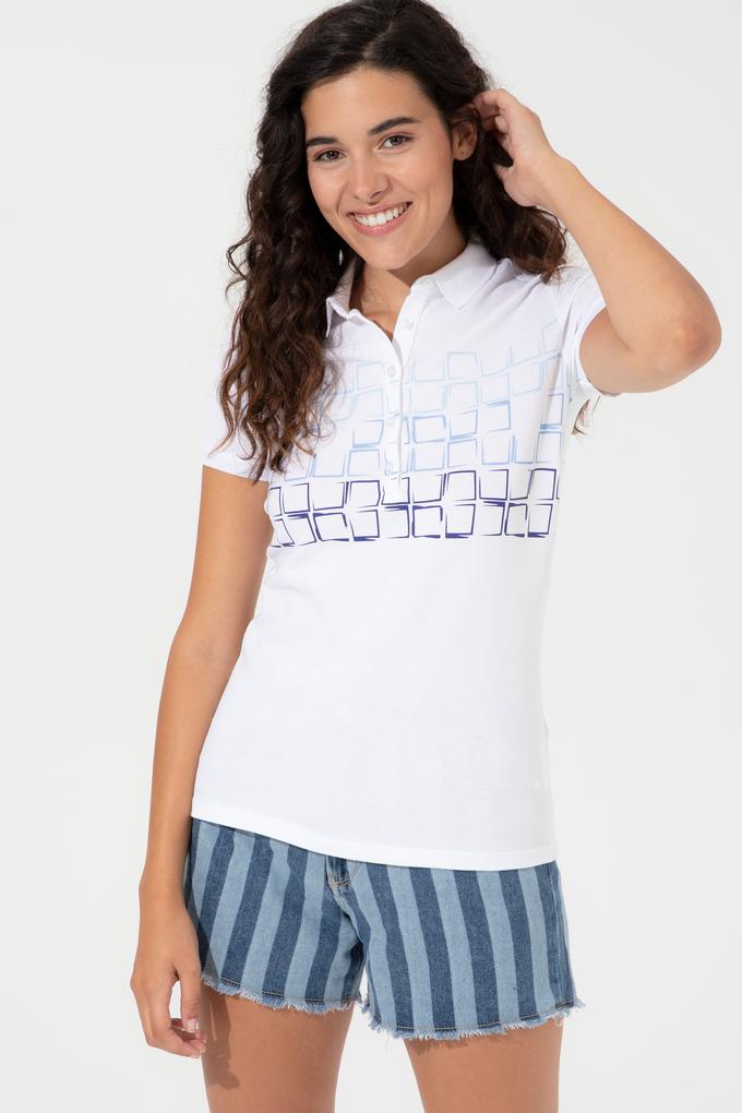 Kadın Mavi Polo Yaka Tişört