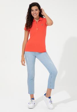 Kadın Kırmızı Polo Yaka Tişört - 50246285053