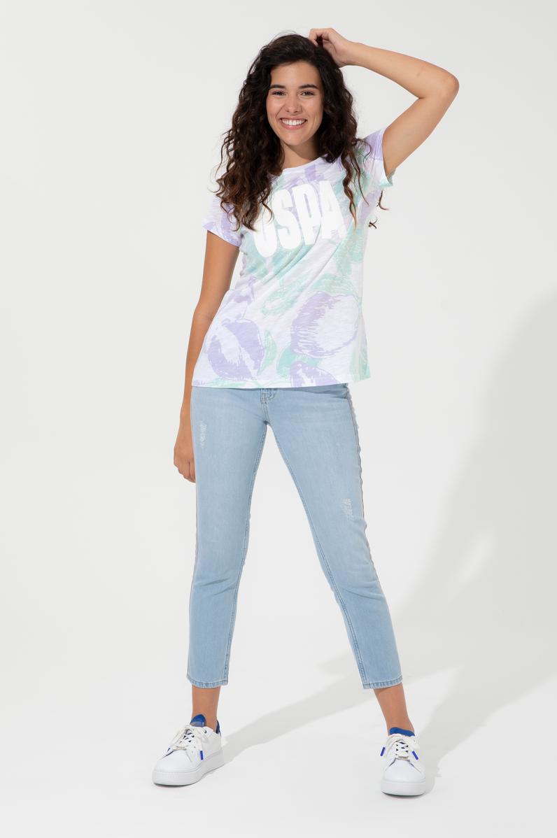 Kadın Lila Bisiklet Yaka Tişört