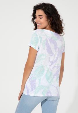 Kadın Lila Bisiklet Yaka Tişört - 50248988004