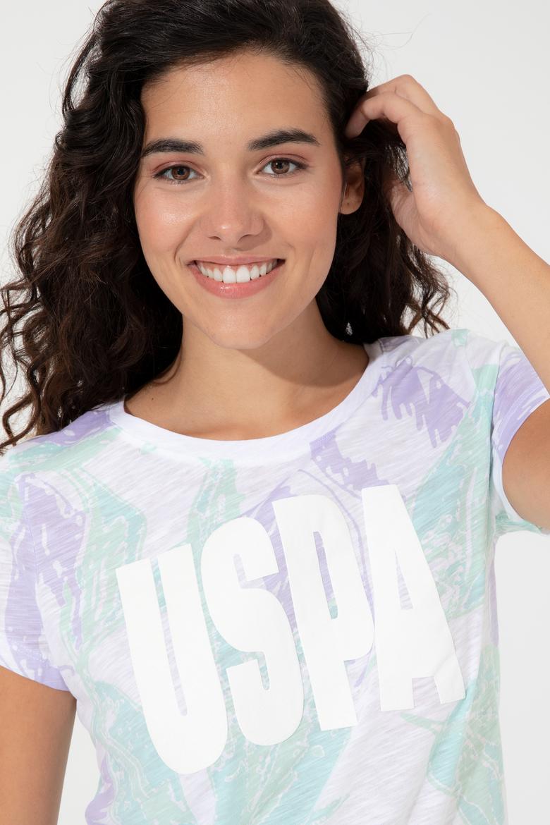 Kadın Lila Bisiklet Yaka Tişört - 50248988004