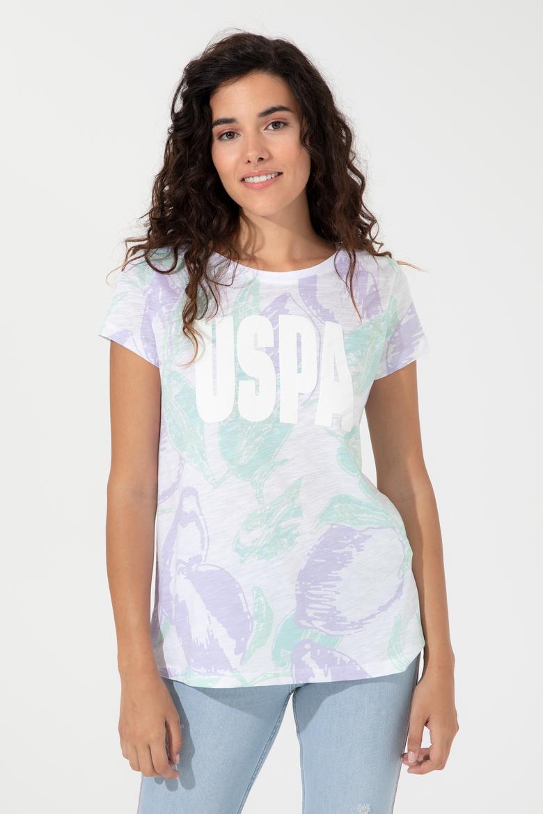 Kadın Lila Bisiklet Yaka Tişört - 50248988004