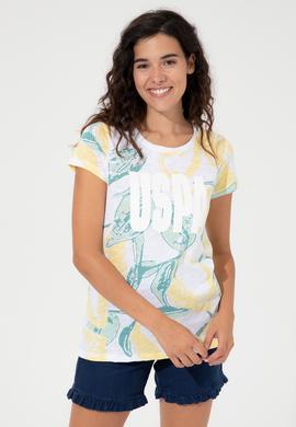 Kadın Açık Sarı Bisiklet Yaka Tişört - 50248988022