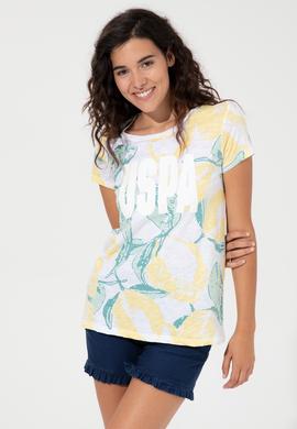 Kadın Açık Sarı Bisiklet Yaka Tişört - 50248988022