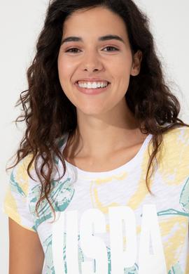 Kadın Açık Sarı Bisiklet Yaka Tişört - 50248988022