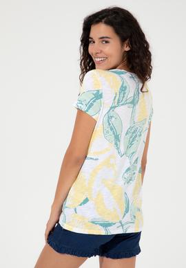 Kadın Açık Sarı Bisiklet Yaka Tişört - 50248988022