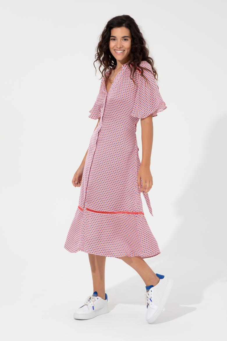 Kadın Kırmızı Dokuma Elbise - 50246442003