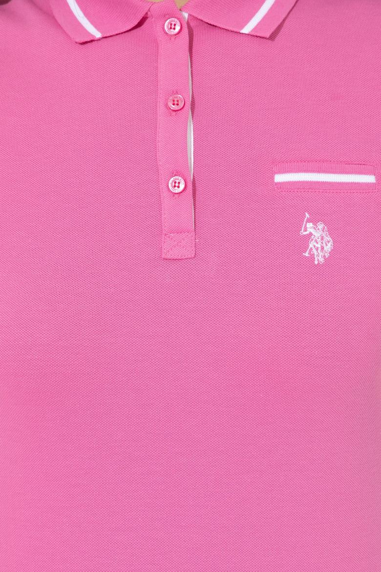 Kadın Pembe Polo Yaka Tişört - 50248984068