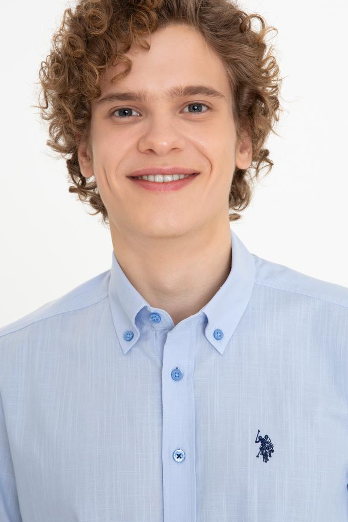 Erkek Mavi Kısa Kollu Gömlek