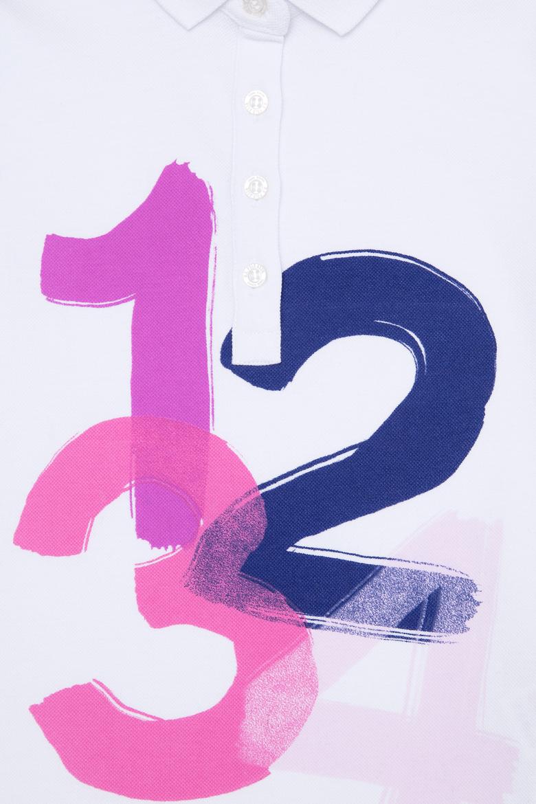 Kız Çocuk Beyaz Polo Yaka Tişört - 50246704007