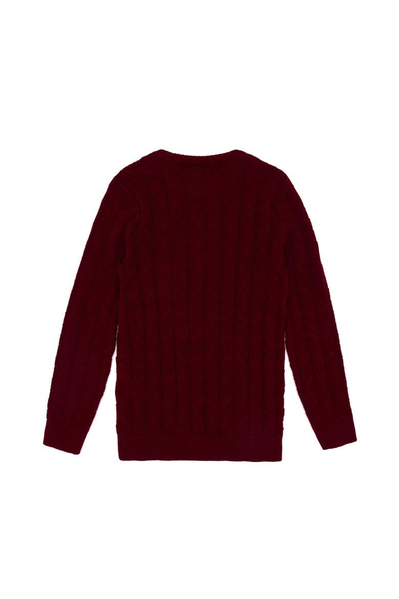 Erkek Çocuk Bordo Bisiklet Yaka Triko Kazak - 50255513014