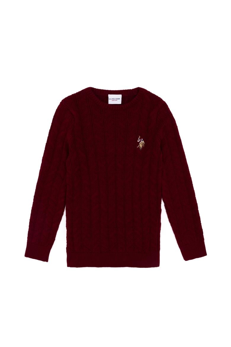 Erkek Çocuk Bordo Bisiklet Yaka Triko Kazak