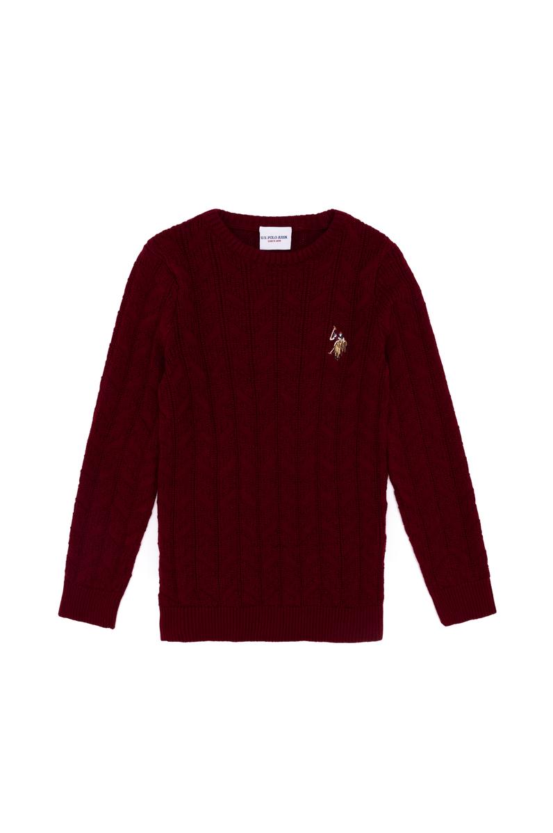 Erkek Çocuk Bordo Bisiklet Yaka Triko Kazak