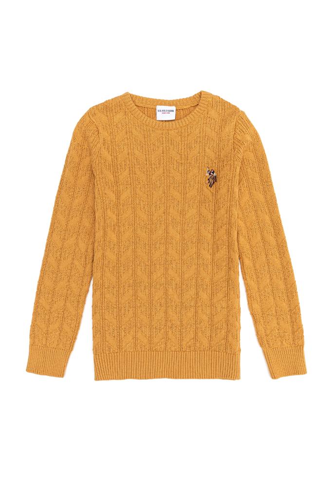 Erkek Çocuk Safran Bisiklet Yaka Triko Kazak