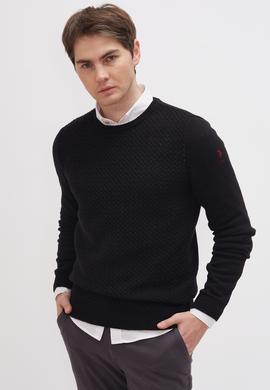 Erkek Siyah Bisiklet Yaka Triko Kazak - 50217664014