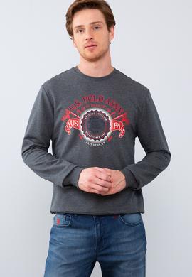 Erkek Koyu Gri Melanj Bisiklet Yaka Sweatshirt - 50215614004