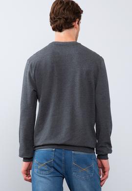 Erkek Koyu Gri Melanj Bisiklet Yaka Sweatshirt - 50215615006