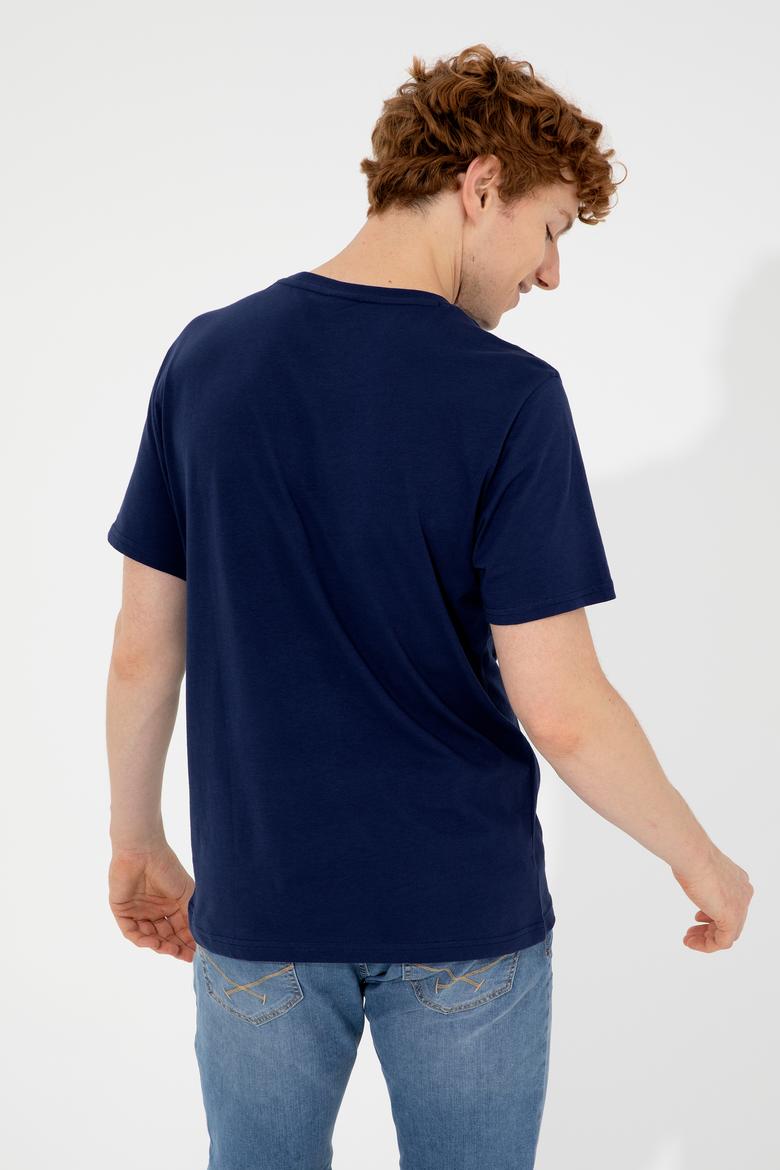 Erkek Lacivert Bisiklet Yaka Tişört - 50248598015