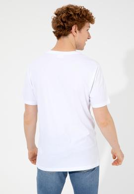 Erkek Beyaz Bisiklet Yaka Tişört - 50247340009