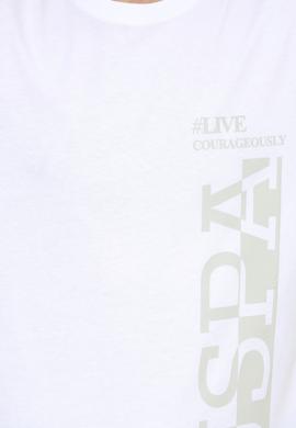 Erkek Beyaz Bisiklet Yaka Tişört - 50247340009