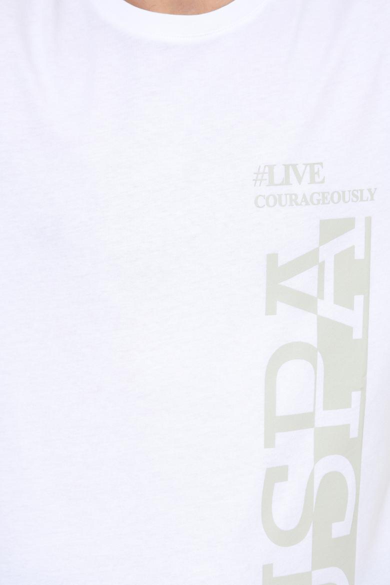 Erkek Beyaz Bisiklet Yaka Tişört - 50247340009