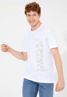 Erkek Beyaz Bisiklet Yaka Tişört - 50247340009