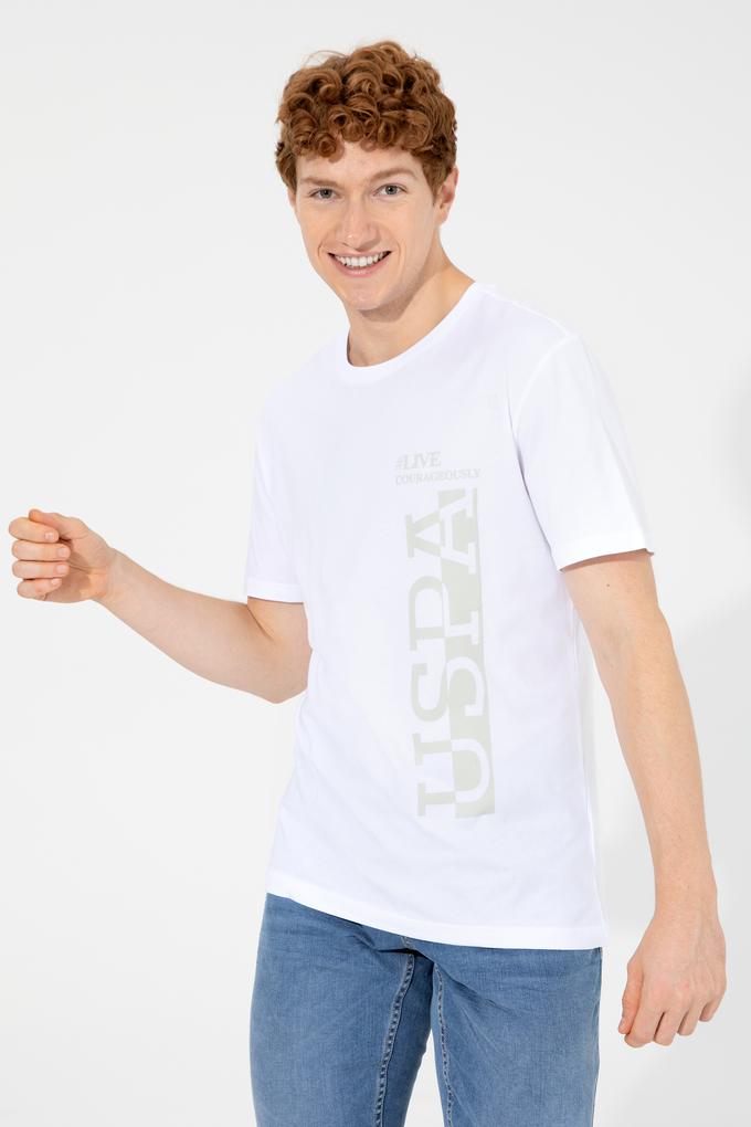 Erkek Beyaz Bisiklet Yaka Tişört