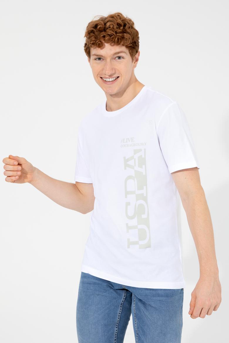 Erkek Beyaz Bisiklet Yaka Tişört