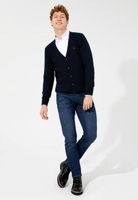 Erkek Lacivert Basic Triko Hırka - 50252133011