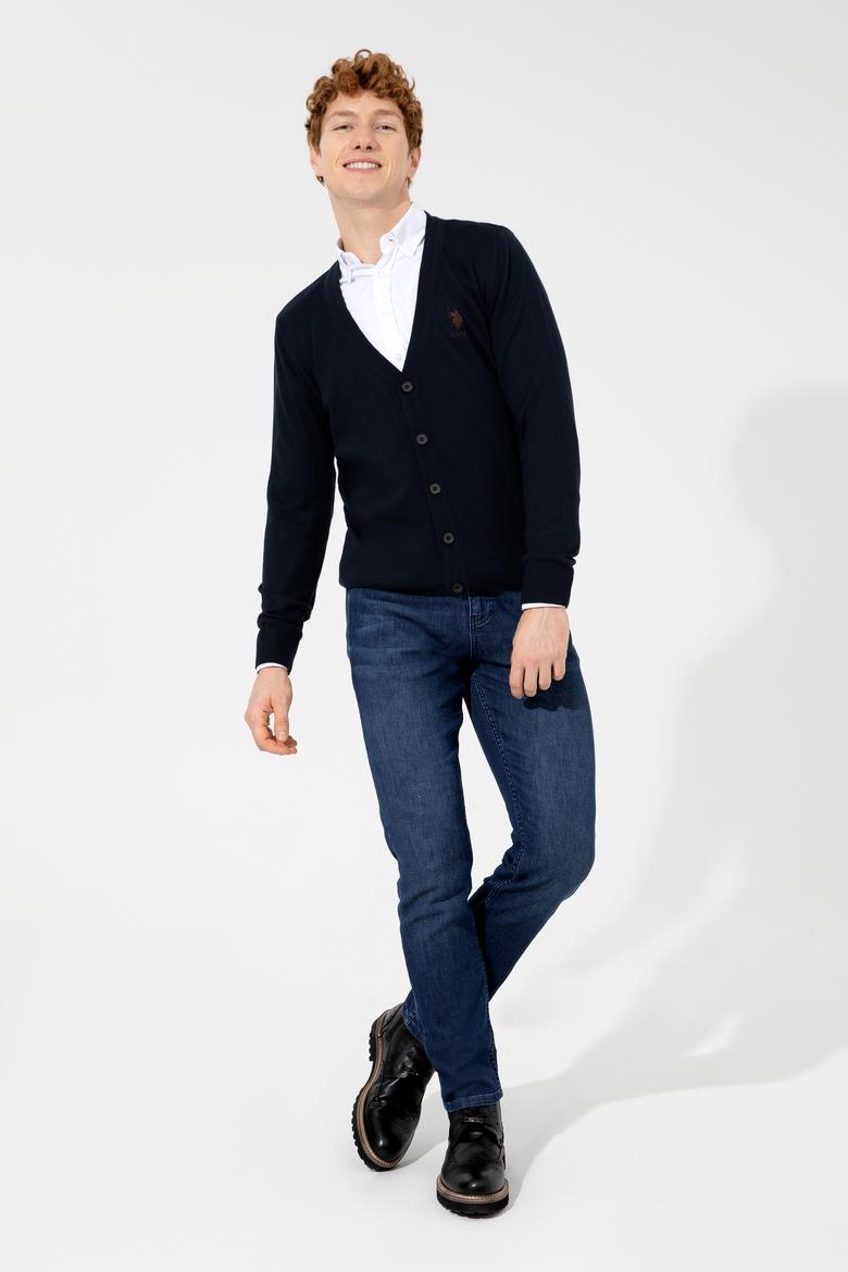 Erkek Lacivert Basic Triko Hırka - 50252133011