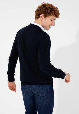 Erkek Lacivert Basic Triko Hırka - 50252133011