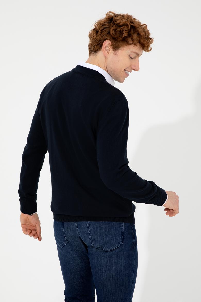 Erkek Lacivert Basic Triko Hırka - 50252133011