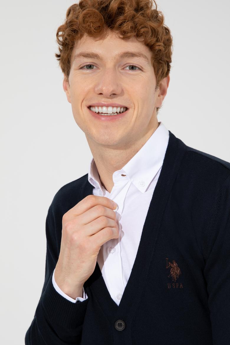 Erkek Lacivert Basic Triko Hırka - 50252133011