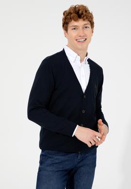 Erkek Lacivert Basic Triko Hırka - 50252133011