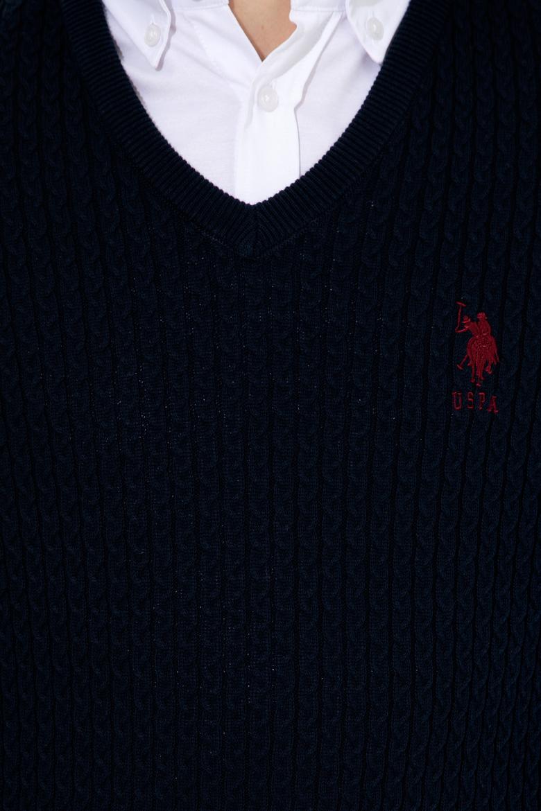 Erkek Lacivert V Yaka Basic Triko Kazak - 50253444005