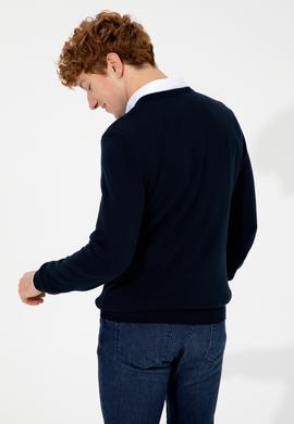 Erkek Lacivert V Yaka Basic Triko Kazak - 50253444005